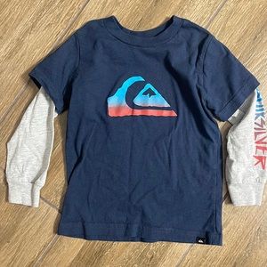 Like New! Along Sleeved Quiksilver Blue and Gray Top in 3t
